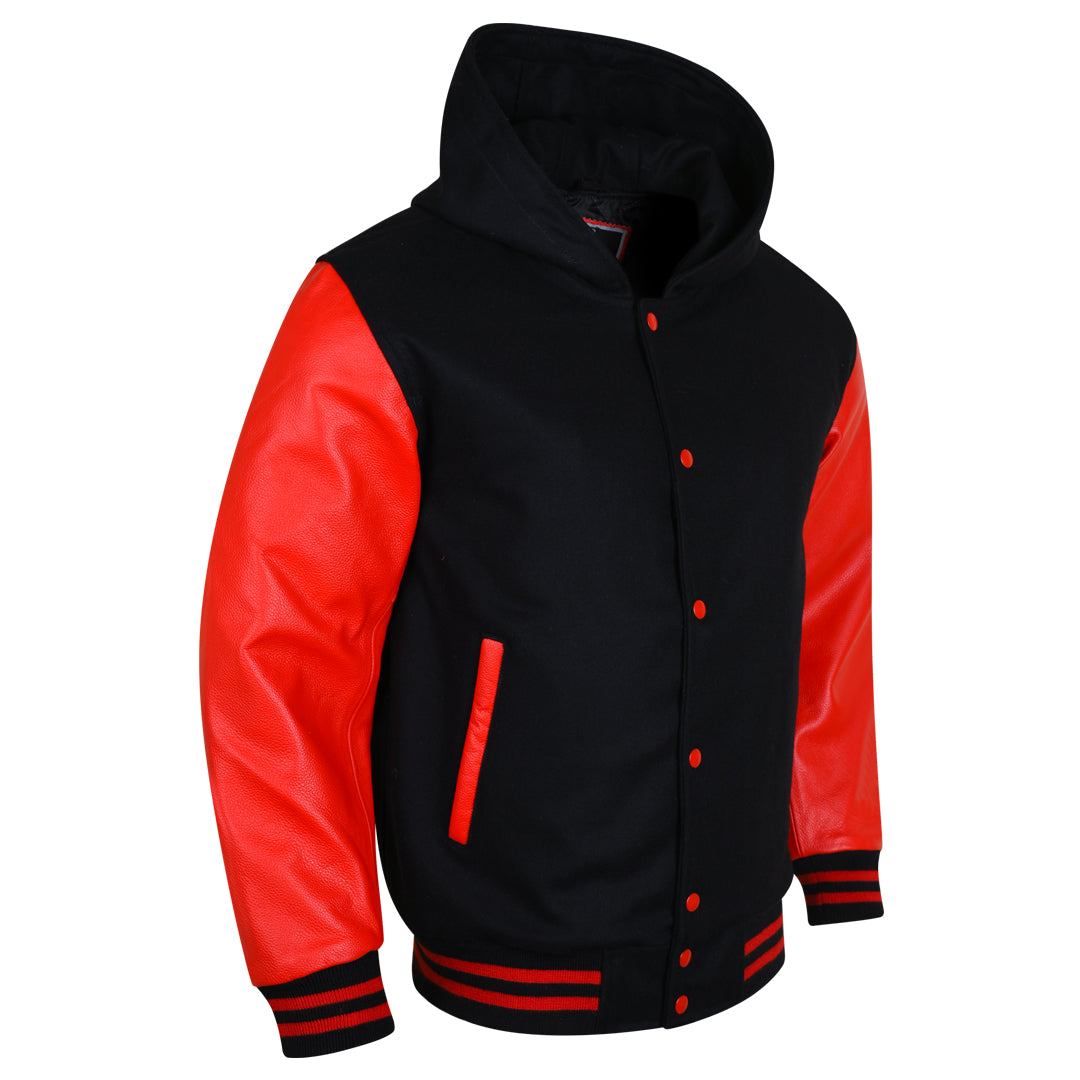 Varsity Hoodie made of High Quality Wool and Leather