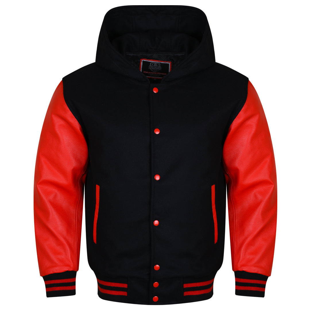 Varsity Hoodie made of High Quality Wool and Leather