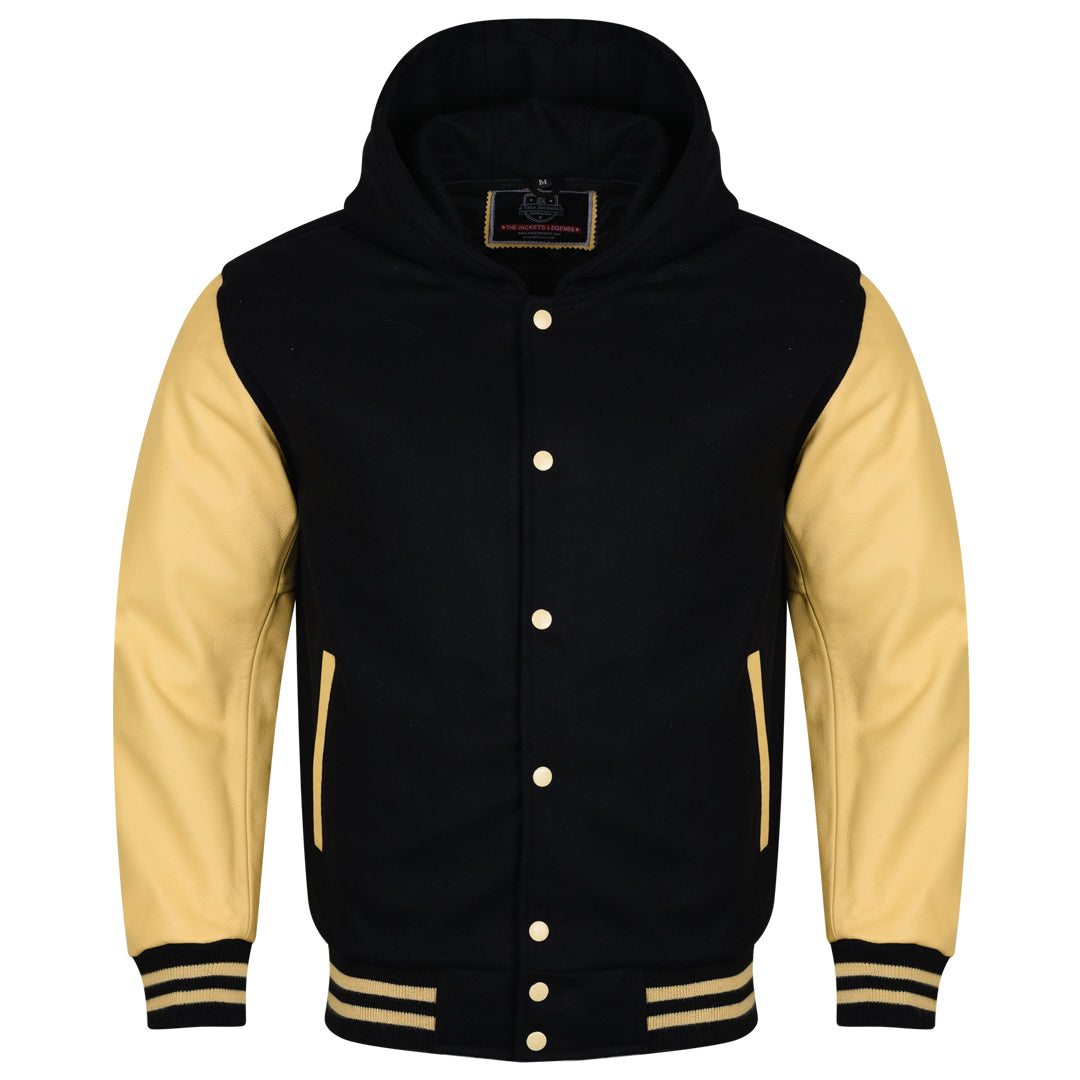 Varsity Hoodie made of High Quality Wool and Leather