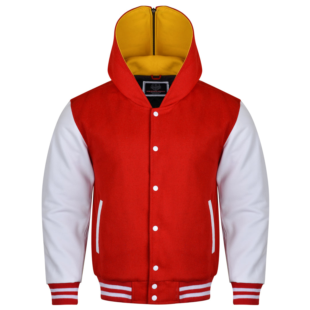 Varsity Hoodie made of High Quality Wool and Leather
