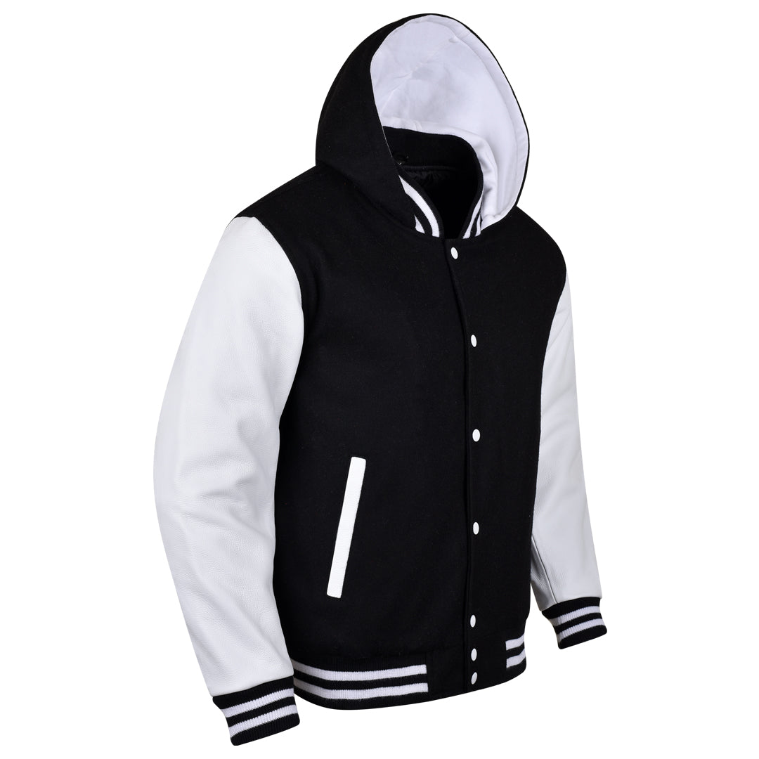 Varsity Hoodie made of High Quality Wool and Leather