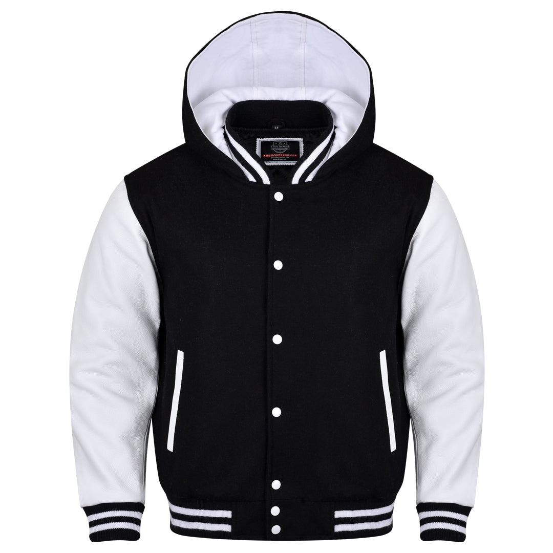 Varsity Hoodie made of High Quality Wool and Leather