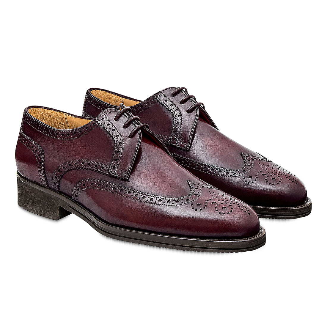 Men's Handmade Burgundy Leather Elegant Lace up Derby Shoes - Hand Made by JB