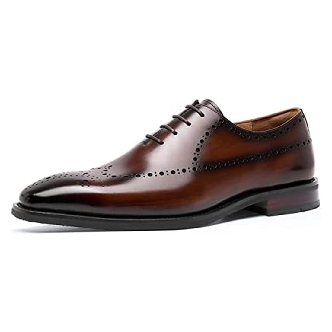 Men's Handmade Brown Leather Elegant Lace up Brogue Oxford Shoes