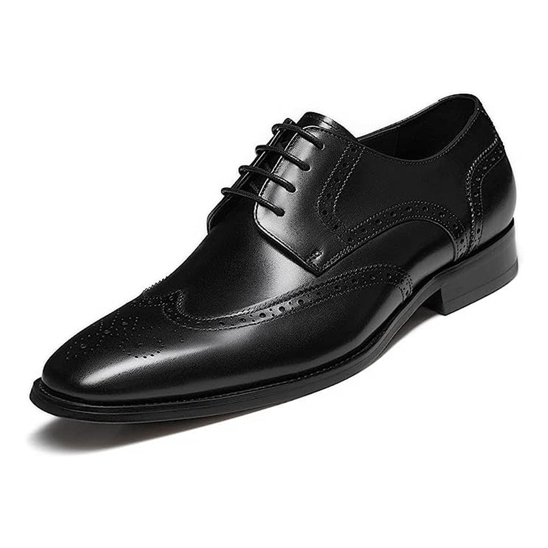 Men's Handmade Black Leather Elegant Lace up Derby Shoes
