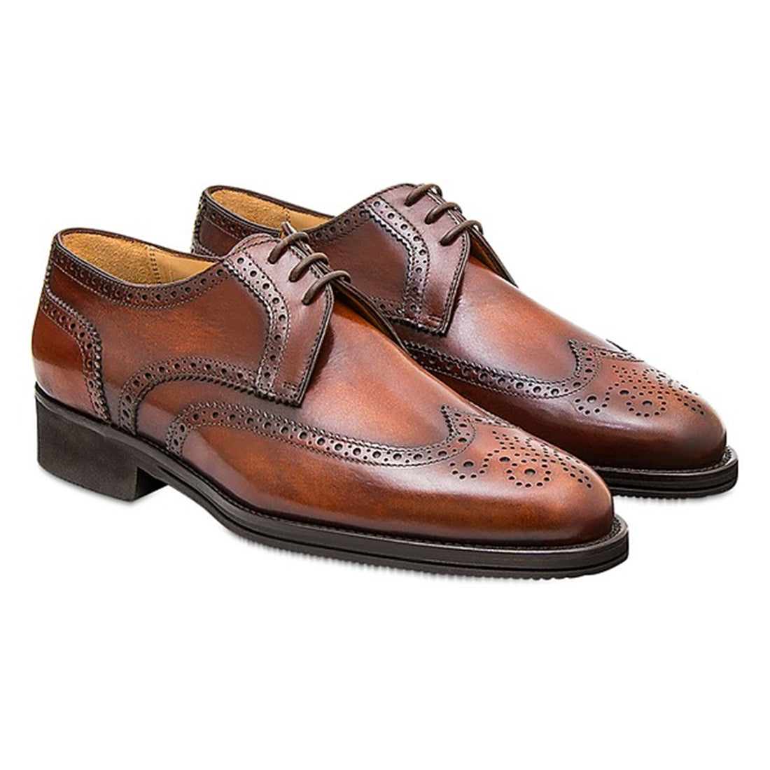 Men's Handmade Brown Leather Elegant Lace up Derby Shoes - Hand Made by JB