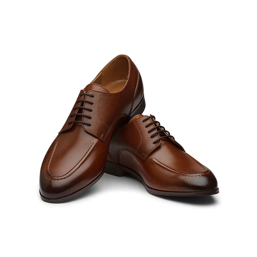 Mens Handmade Brown Leather Lace up Elegant Derby Shoes