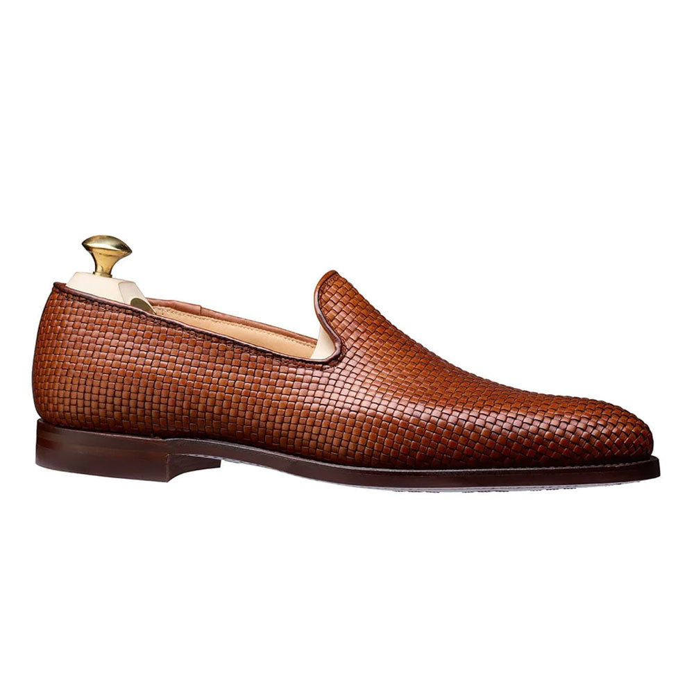 Men's Handmade Woven Calf Leather Formal Shoes - Tan