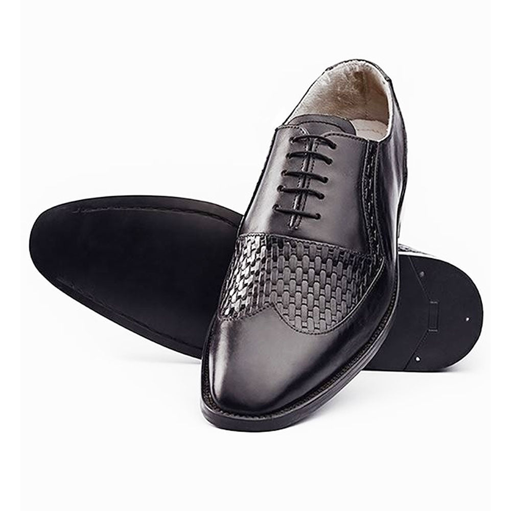 Men's Handmade Black Leather Elegant Oxford Shoes - Hand Made by JB