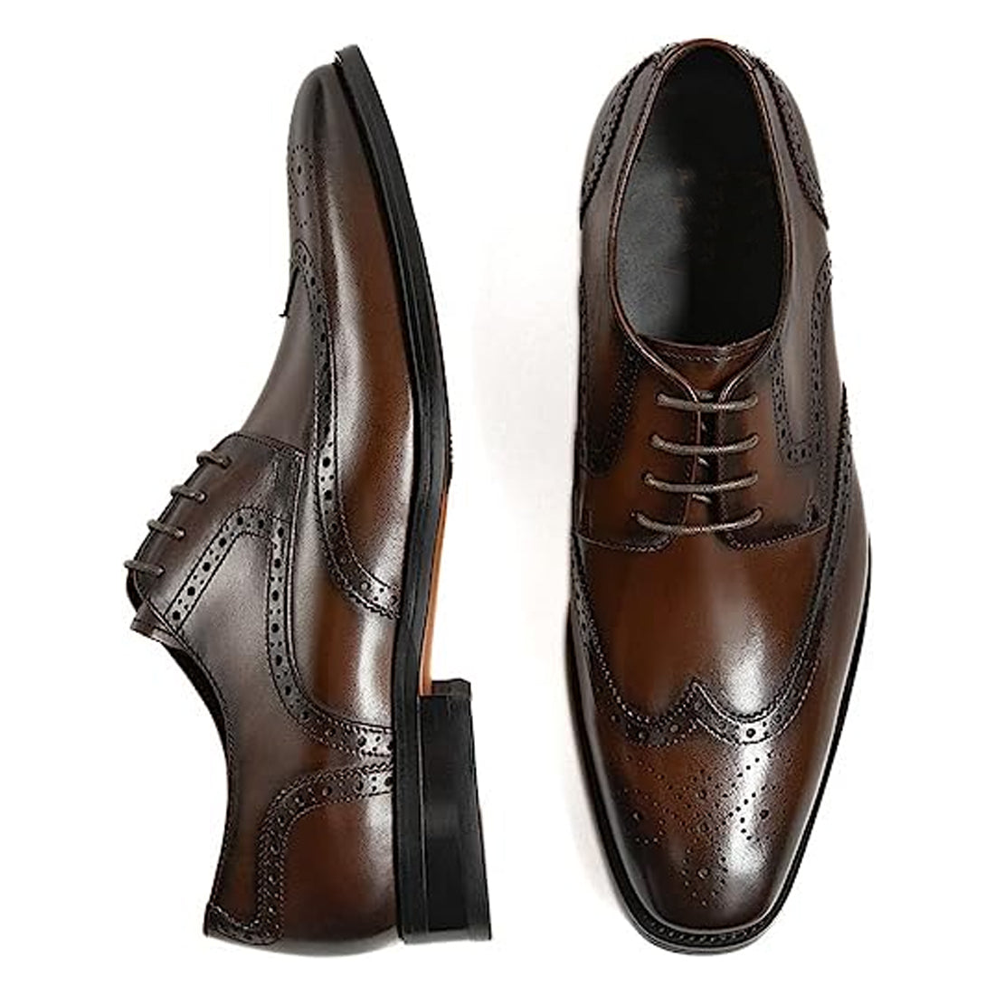 Men's Handmade Brown Leather Formal Lace Up Derby Shoes