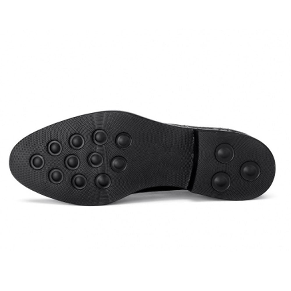 حذاء أكسفورد أنيق مصنوع يدويًا من جلد التمساح الأسود للرجال