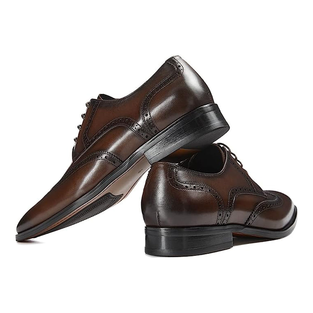 Men's Handmade Brown Leather Formal Lace Up Derby Shoes