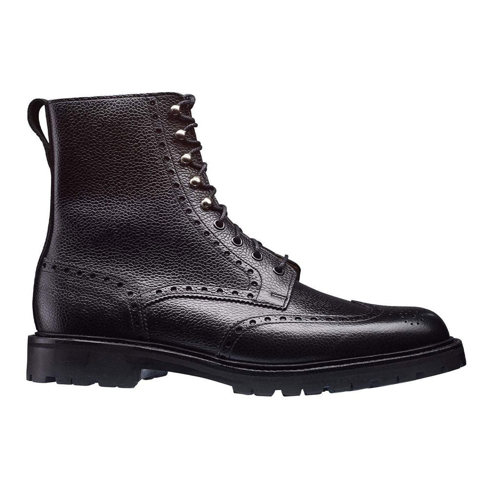 Men's Handmade Black Leather Full Brogue Elegant Derby Boot