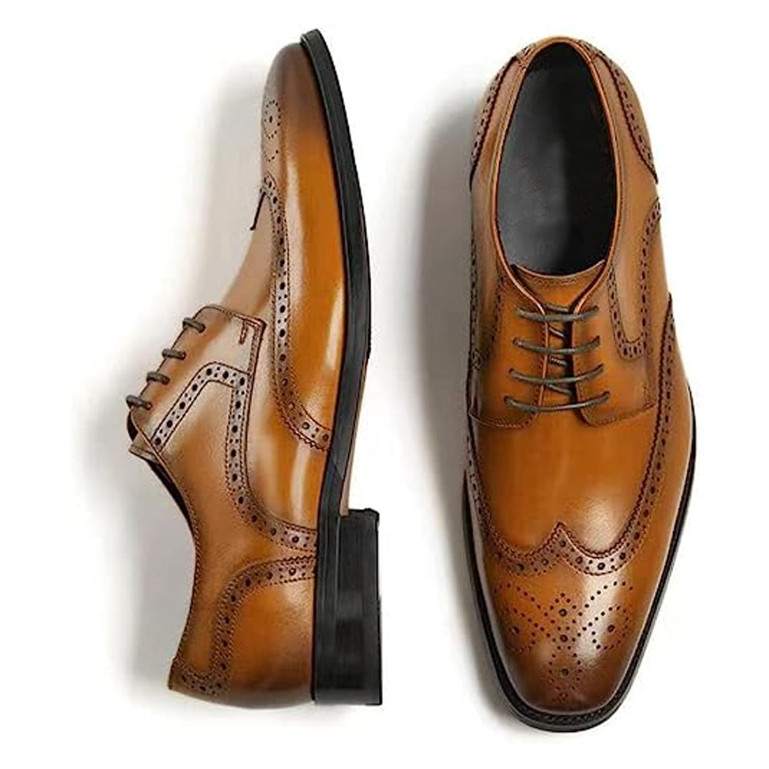 Men's Handmade Brown Leather Elegant Lace up Derby Shoes