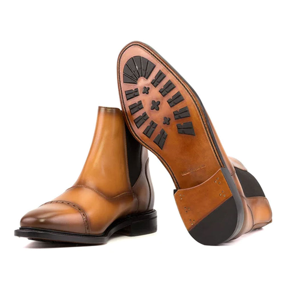 Men's Handmade Elegant Chelsea Boots Cognac Leather