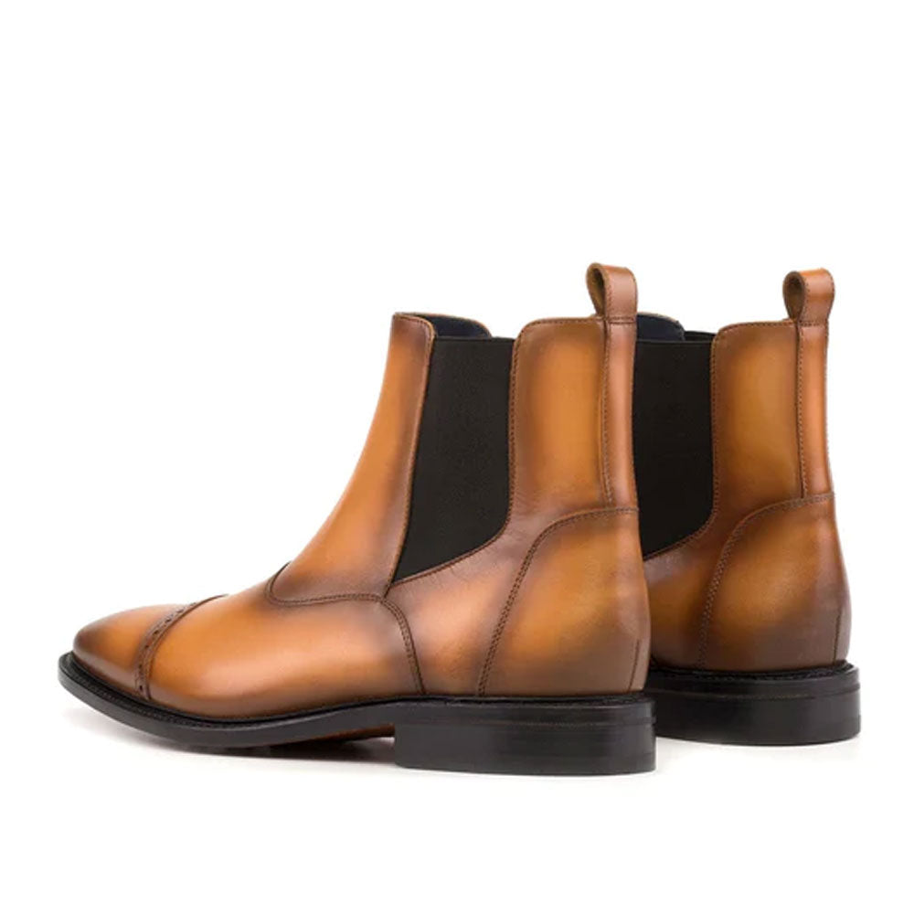 Men's Handmade Elegant Chelsea Boots Cognac Leather - Hand Made by JB