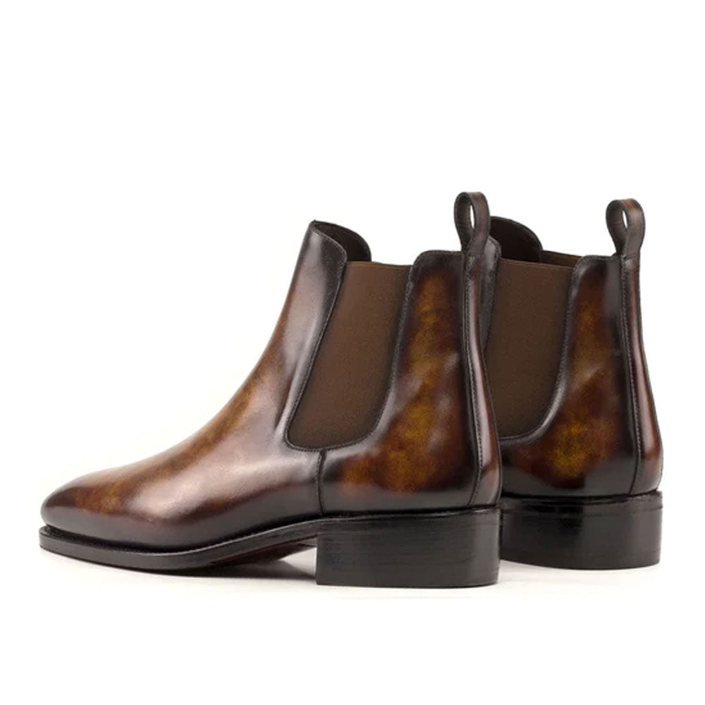Men's Handmade Elegant Chelsea Boots Fire Patina Leather - Hand Made by JB