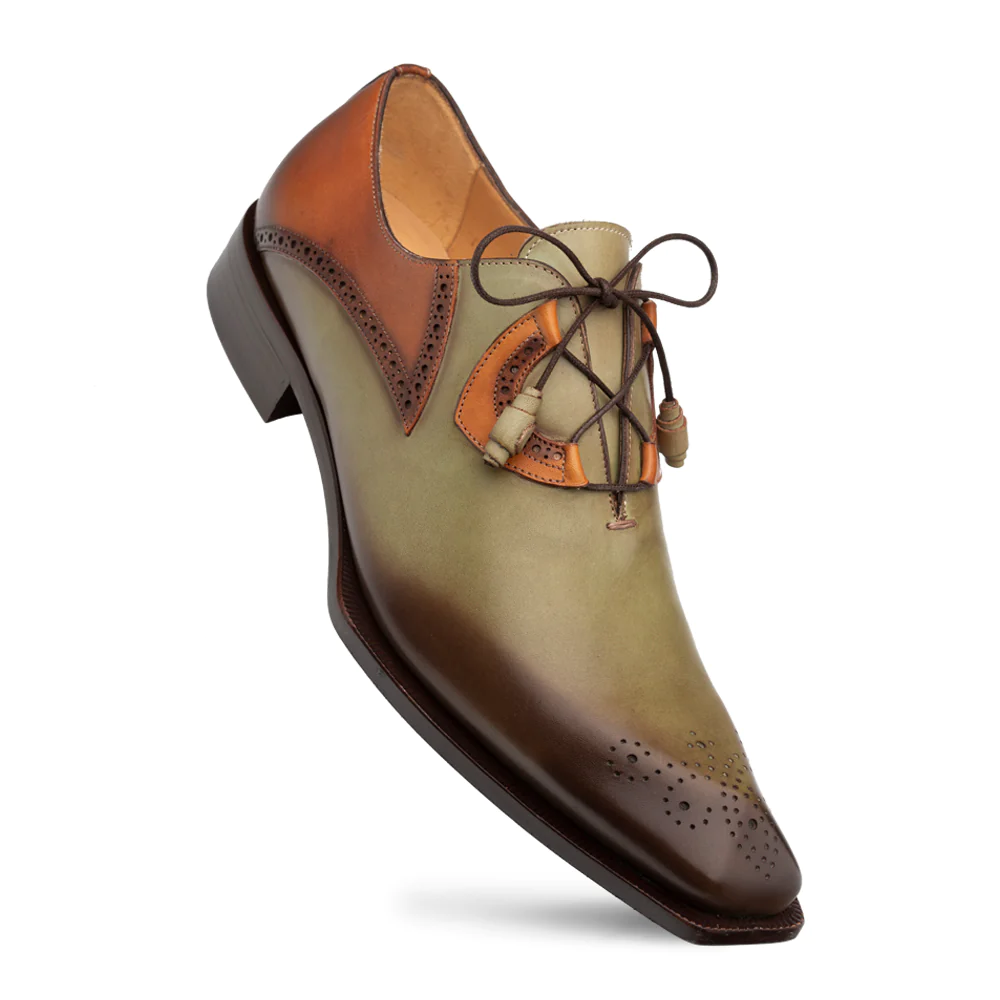 Men's Handmade Olive/Tan Leather Brogue Elegant Formal Shoes - Hand Made by JB