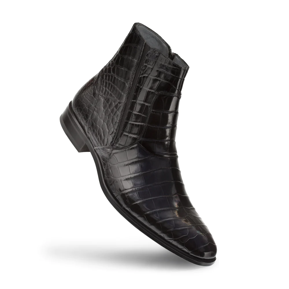 Men's Handmade Black Crocodile Leather Elegant Formal Boots