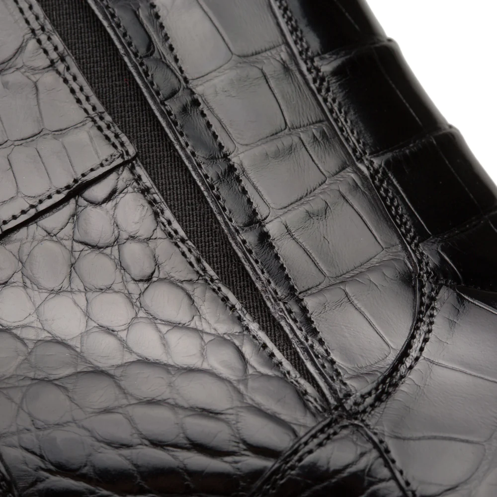 Men's Handmade Black Crocodile Leather Elegant Formal Boots