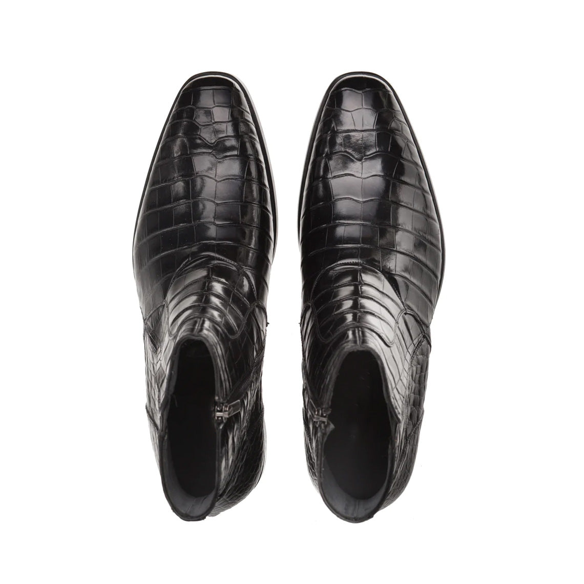 Men's Handmade Black Crocodile Leather Elegant Formal Boots