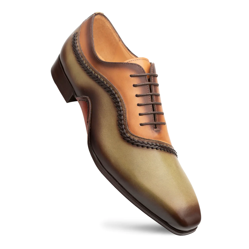 Men's Handmade Olive tan Leather Lace Up Elegant Formal shoes - Hand Made by JB