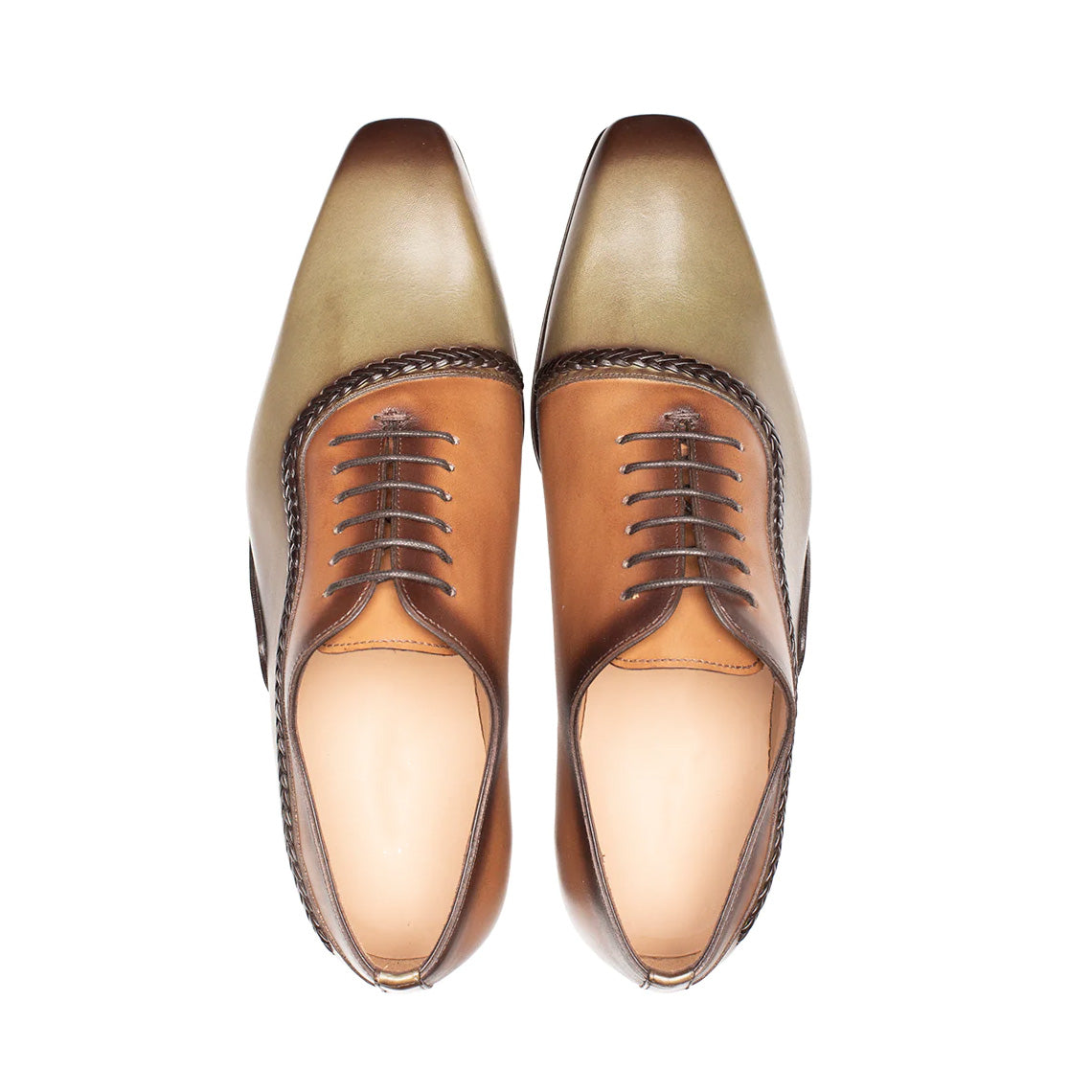 Men's Handmade Olive tan Leather Lace Up Elegant Formal shoes