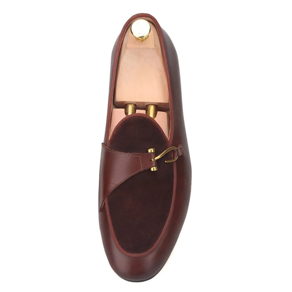 Brown Leather Slippers Loafers with Buckle Prom Wedding