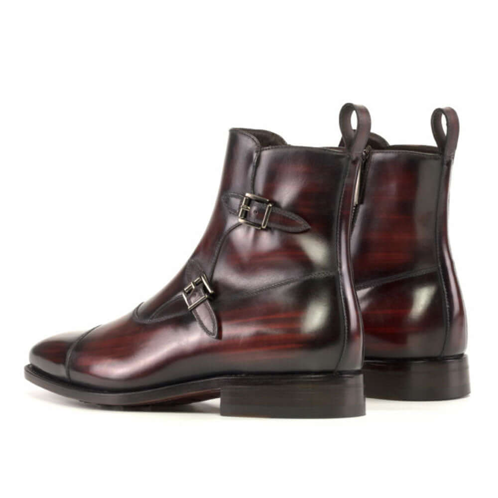 Men's Handmade Two/tone Brown Leather Double Monk Elegant Derby Boots