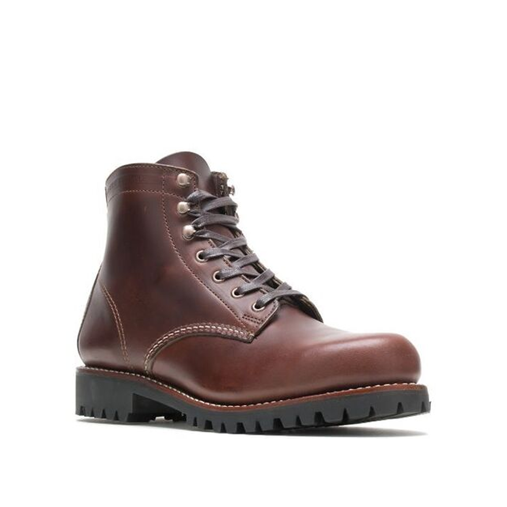 Men's Handmade Brown Leather Lace up Derby Plain Toe Rugged Boots - Hand Made by JB