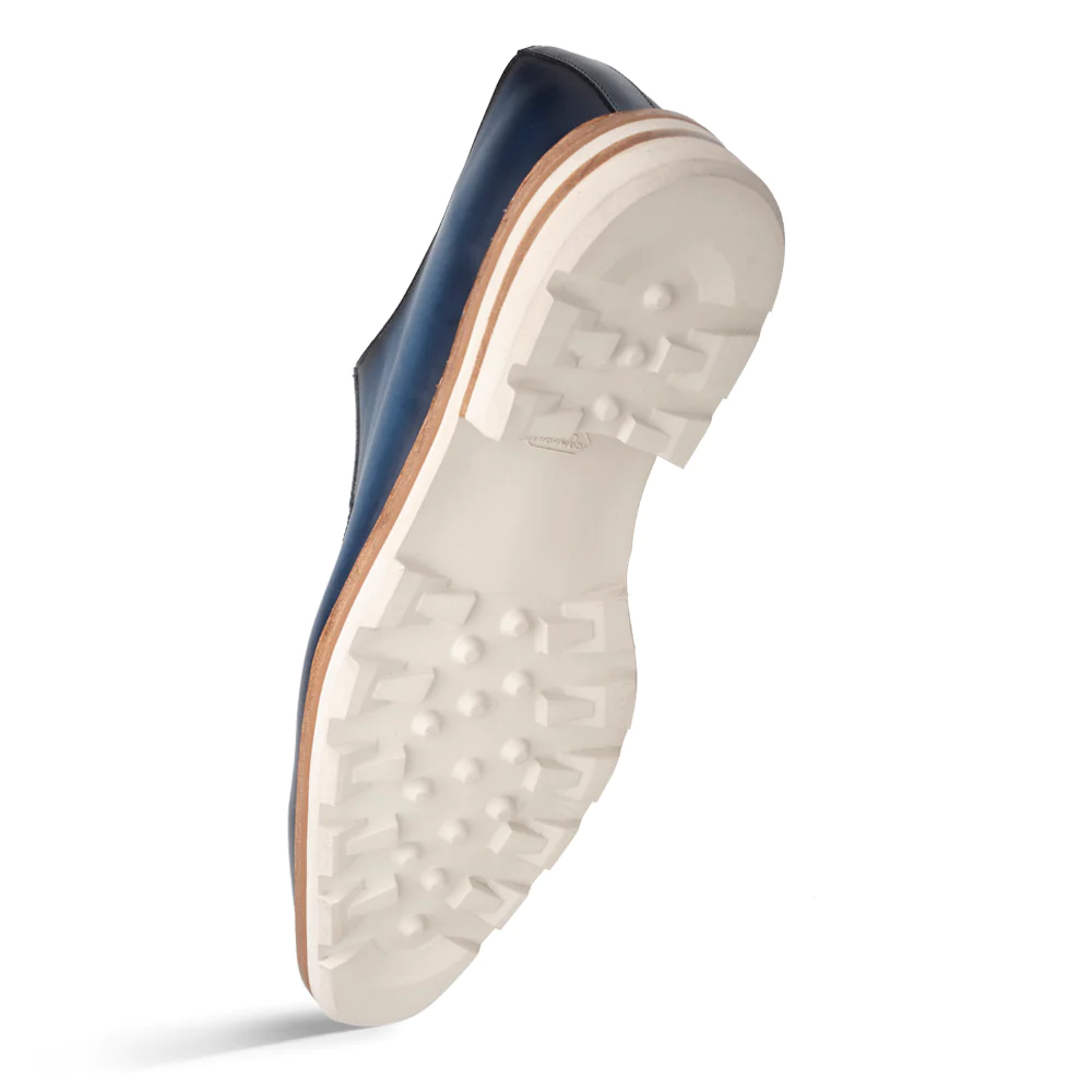 Men's Handmade Blue Leather Elegant Derby Shoes