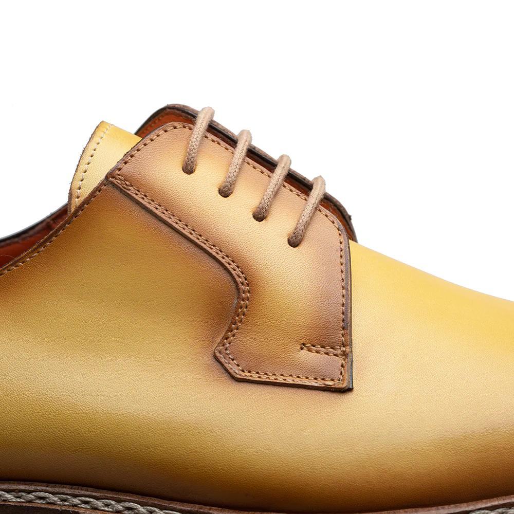 Men's Handmade Yellow Leather Elegant Derby Shoes