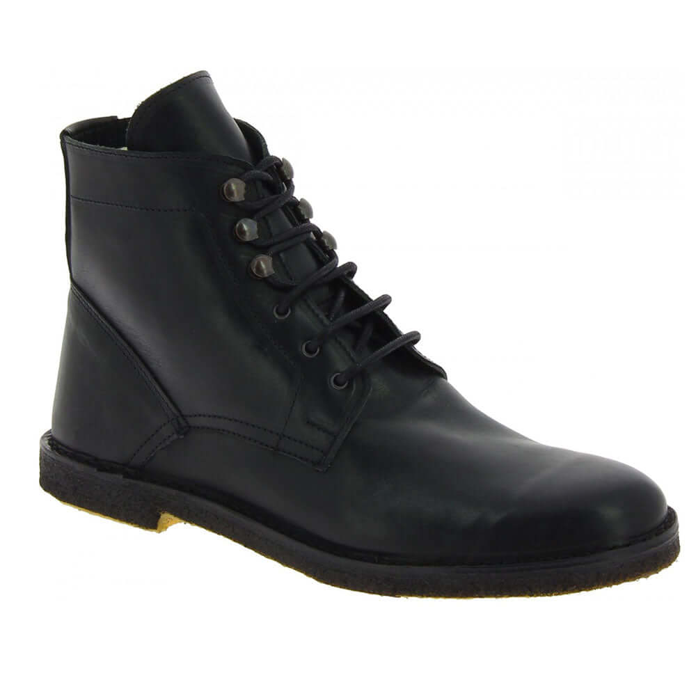Men's Handmade Black Leather Ankle Boots - Elegant Derby Boot