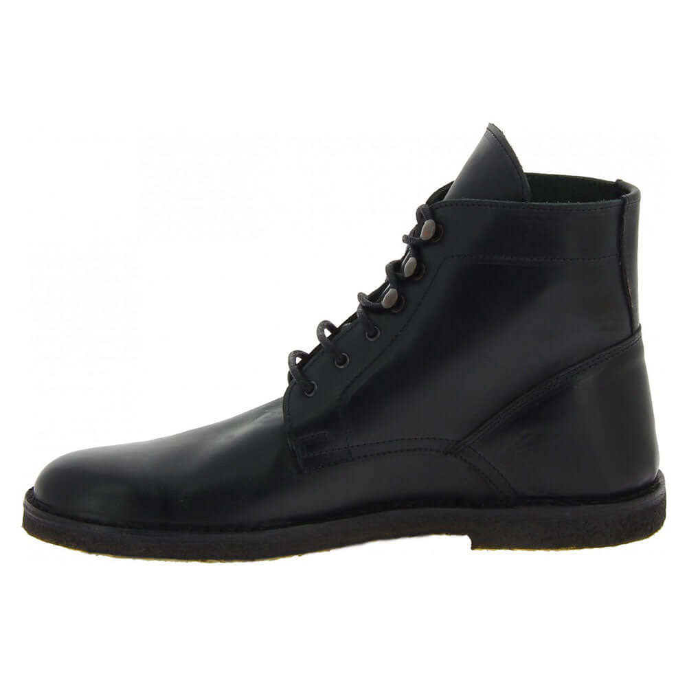 Men's Handmade Black Leather Ankle Boots With Winter Lining Elegant Derby Boot
