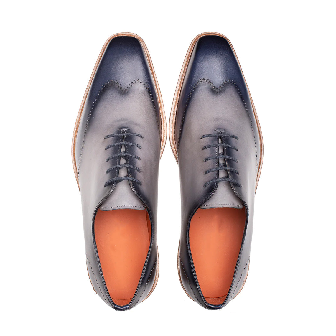 Men's Handmade Two-tone Wingtip Leather Elegant Oxford Shoes