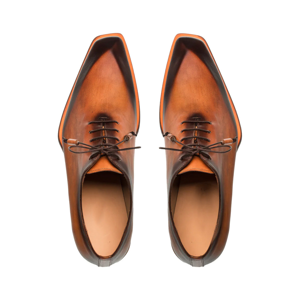 Men's Handmade Cognac Leather Elegant Oxford Shoes