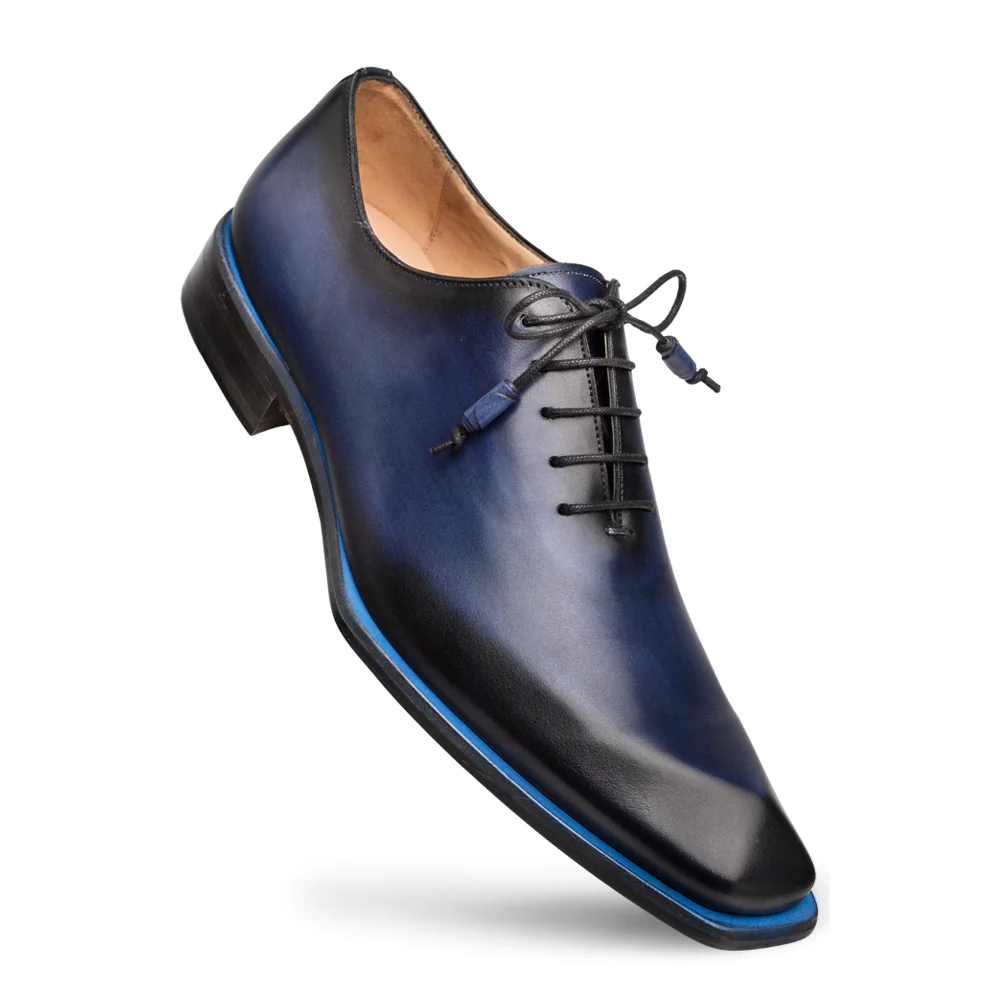 Men's Handmade Navy Leather Elegant Oxford Shoes - Hand Made by JB