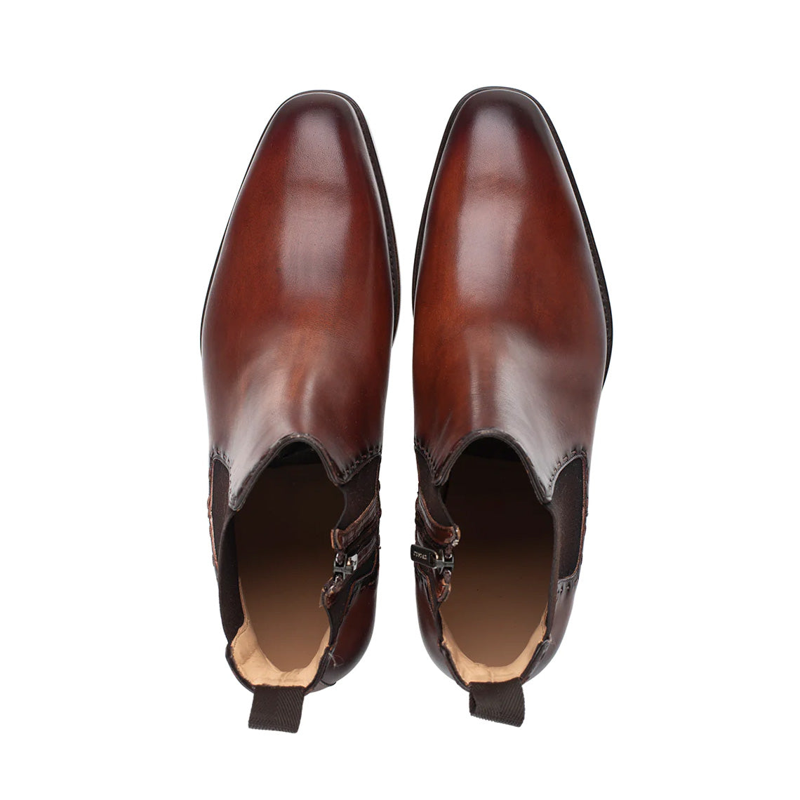 Men's Handmade Cognac Leather Elegant Chelsea Boots