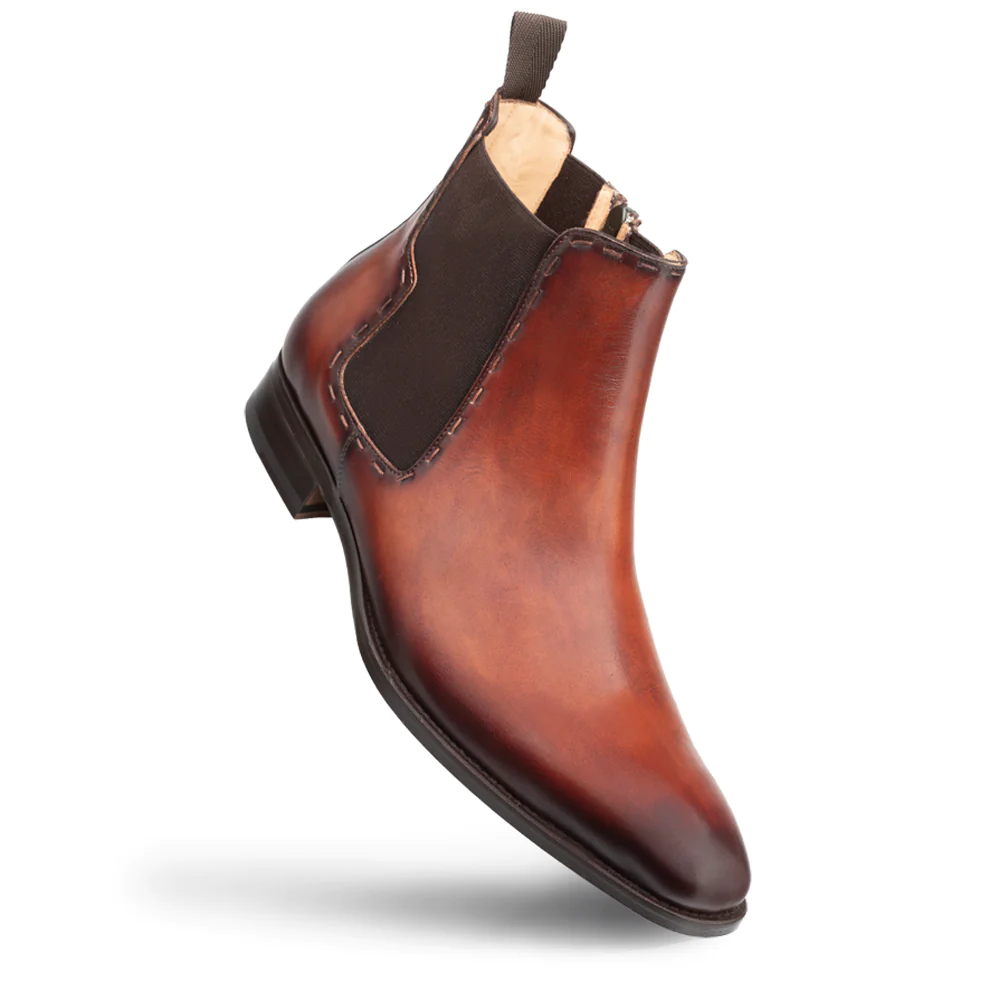 Men's Handmade Cognac Leather Elegant Chelsea Boots