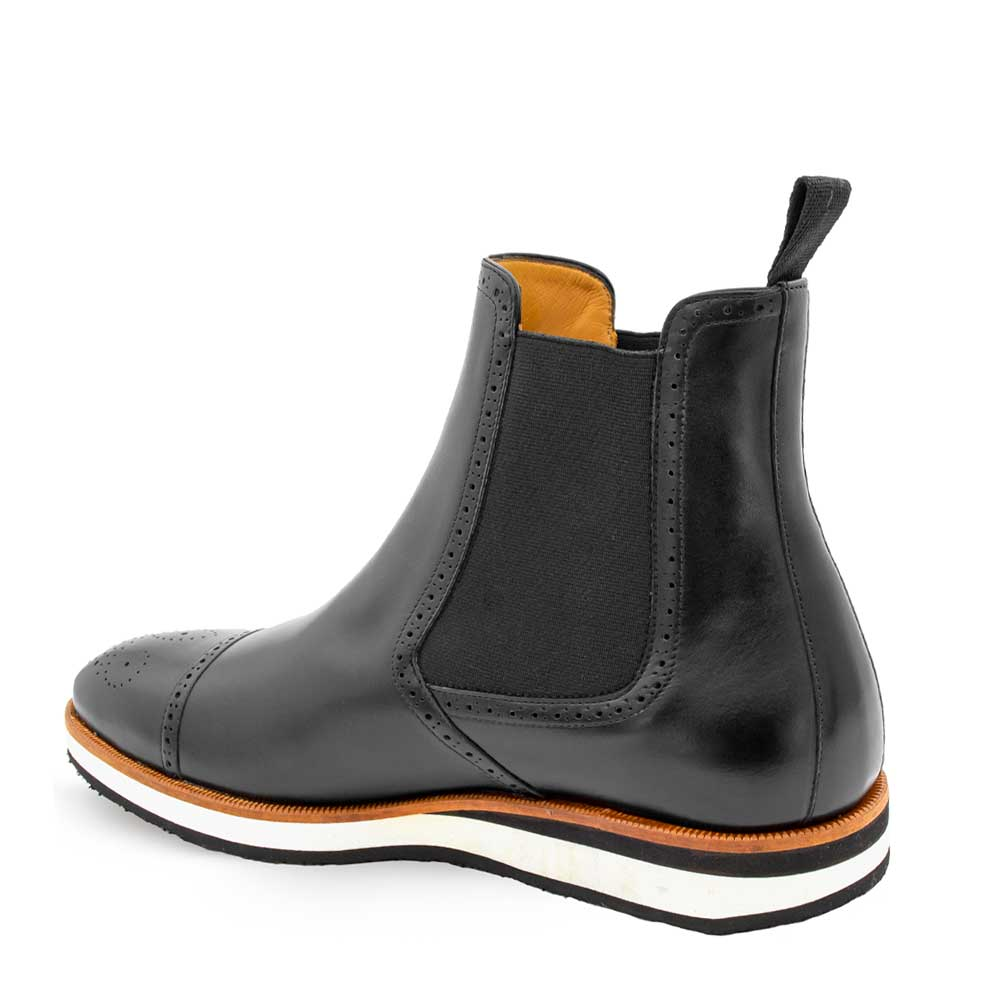 Men's Handmade Black Calf Leather Chelsea Sneaker Boots