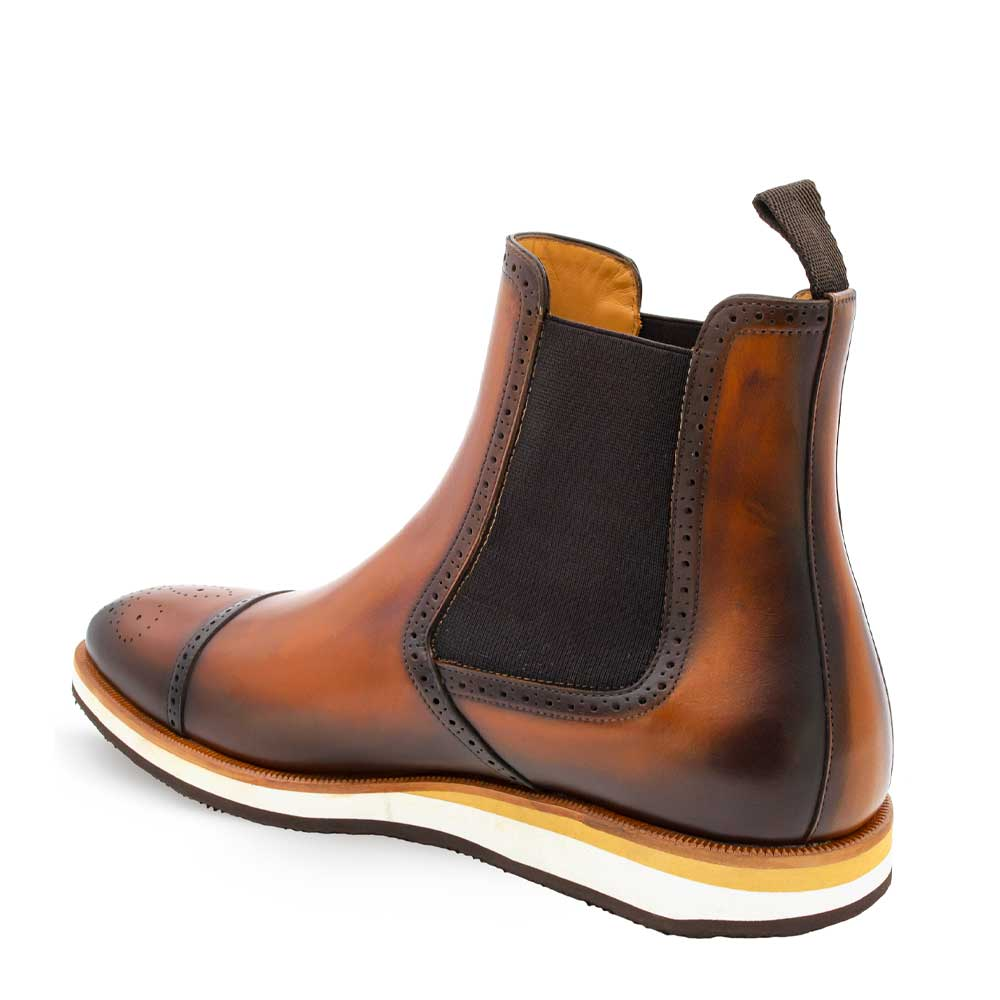 Men's Handmade Brown Calf Leather Chelsea Sneaker Boots