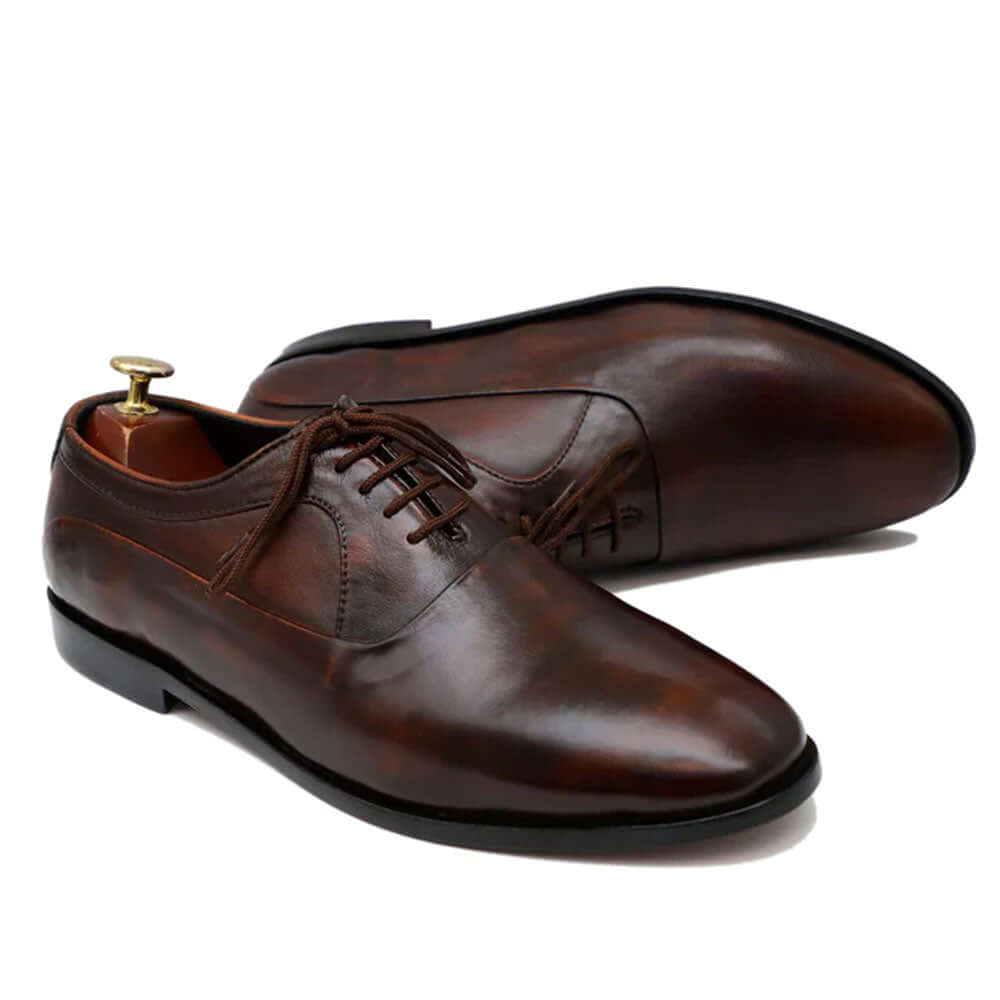 Men's Handmade Brown Leather Elegant Designer Dress  Oxford Slip On Shoes