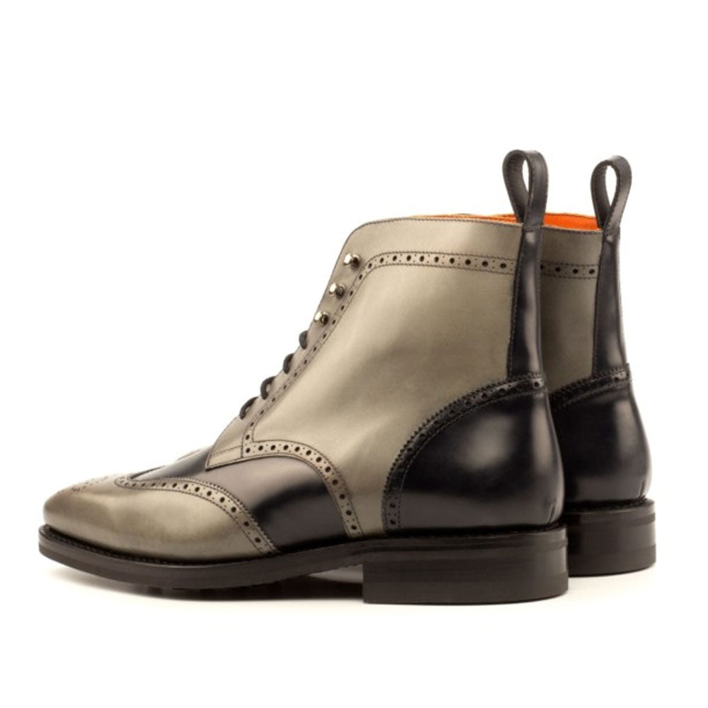 Men's Handmade Brogue Two Tone Leather Elegant Derby Boot