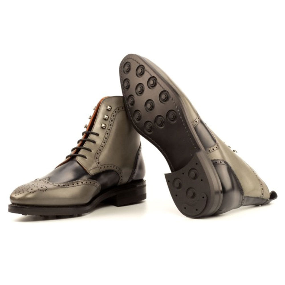 Men's Handmade Brogue Two Tone Leather Elegant Derby Boot