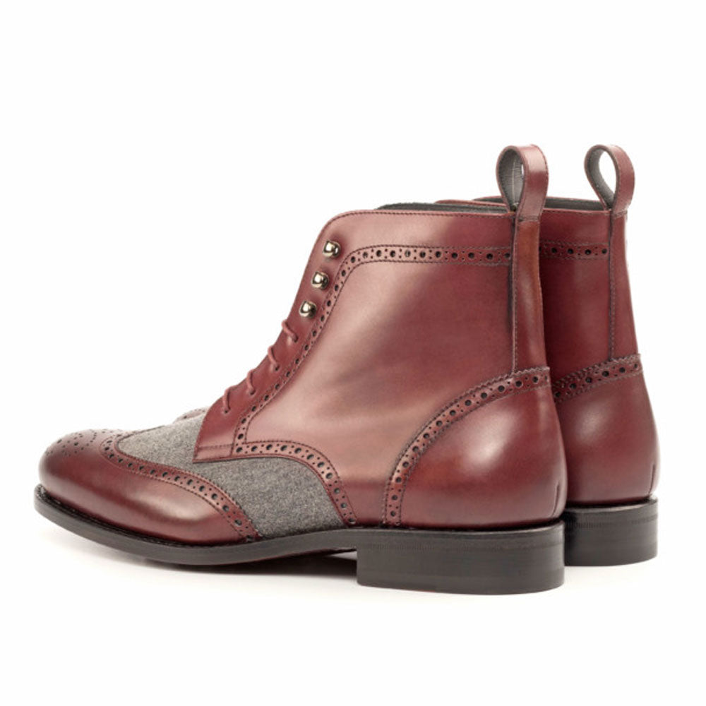 Men's Handmade Brogue Spectator Woven & Leather Elegant Derby Boot