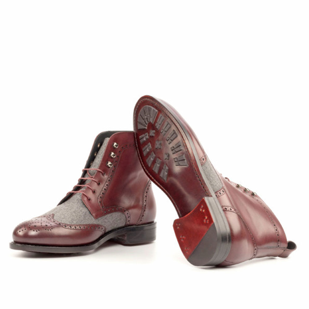 Men's Handmade Brogue Spectator Woven & Leather Elegant Derby Boot