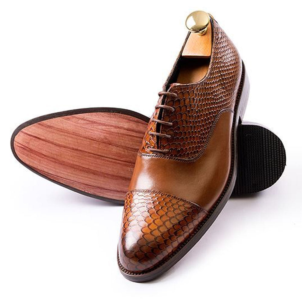 Men's Handmade Brown Leather Elegant Oxford Silhouette Shoes - Hand Made by JB