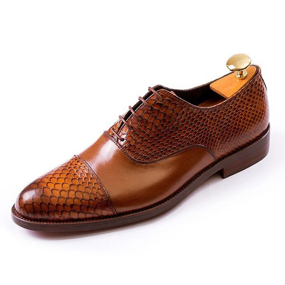Men's Handmade Brown Leather Elegant Oxford Silhouette Shoes - Hand Made by JB