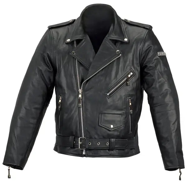 Motorcylcle Cruising Black Leather Racing Jacket, premium black leather for style and durability in racing adventures.