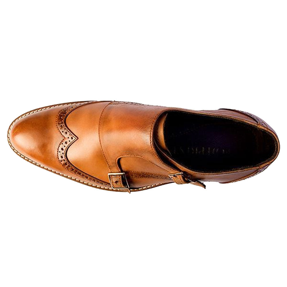 Men's Handmade Brown Leather Shoes Double Monk Strap